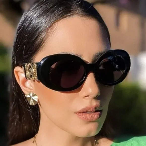 Versace VE4426BU GB1/87 Sunglasses MAXI MEDUSA BIGGIE Black Gray Oval Women - Picture 1 of 12